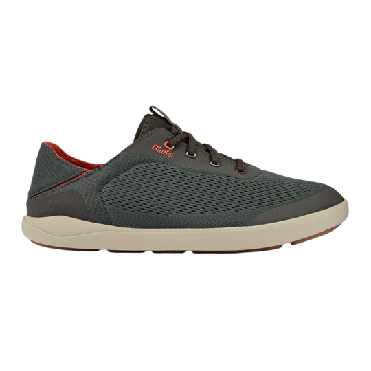 grey with red olukai logo written
