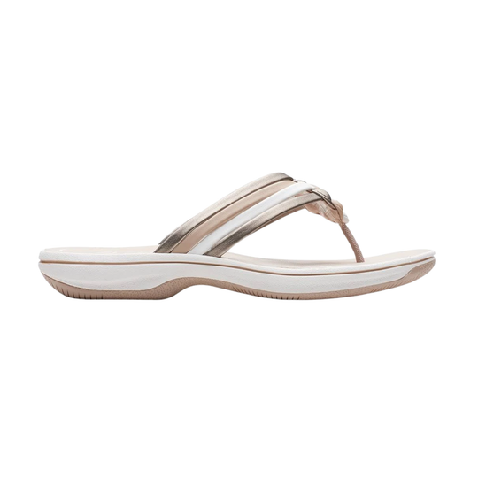 Beige and white sandal on a white background