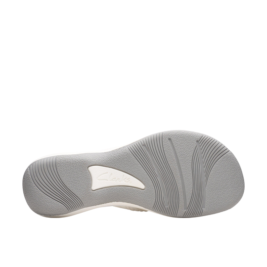 Gray shoe sole with a brand logo on a white background