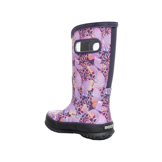 Floral-patterned rain boot on a white background