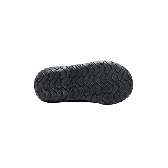 Close-up of a black shoe sole on a white background