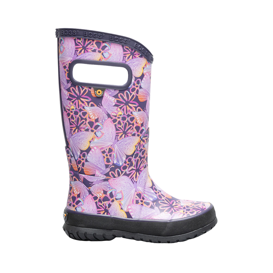Purple floral-patterned boot on a white background