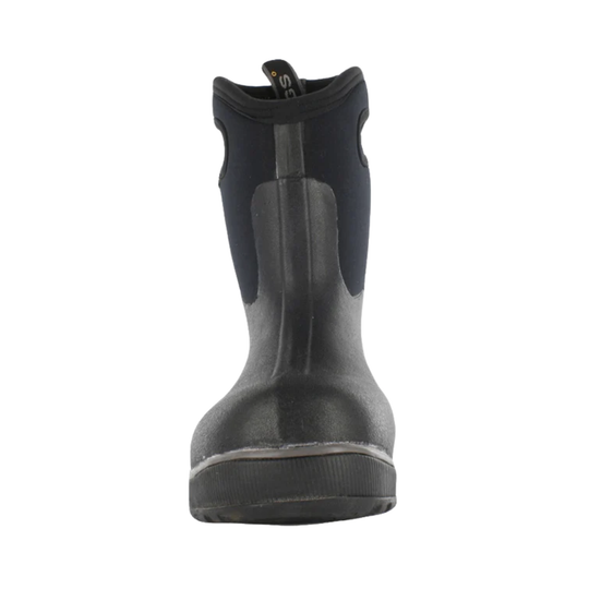 Black rubber boot on a white background