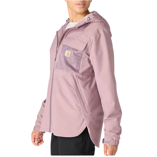 Pink jacket with a brand logo on a white background