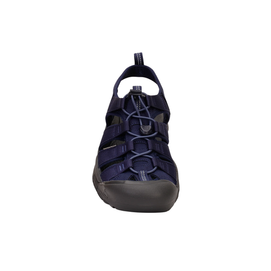 Navy and gray sandal on a white background