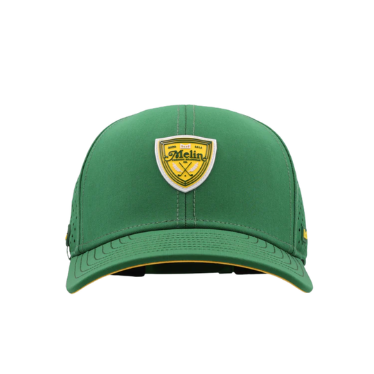 Green cap with a logo on a white background