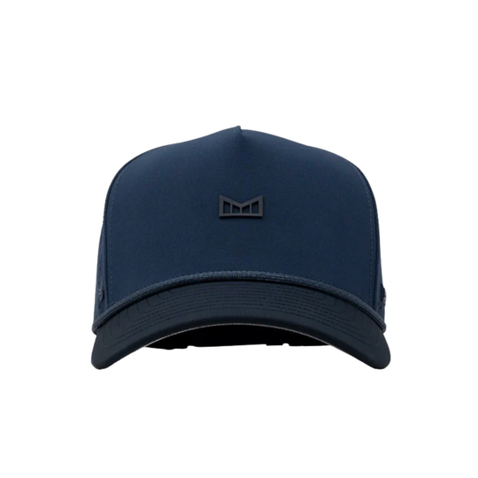 Navy blue cap with a logo on a white background
