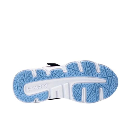 Blue and white sneaker sole with Saucony branding