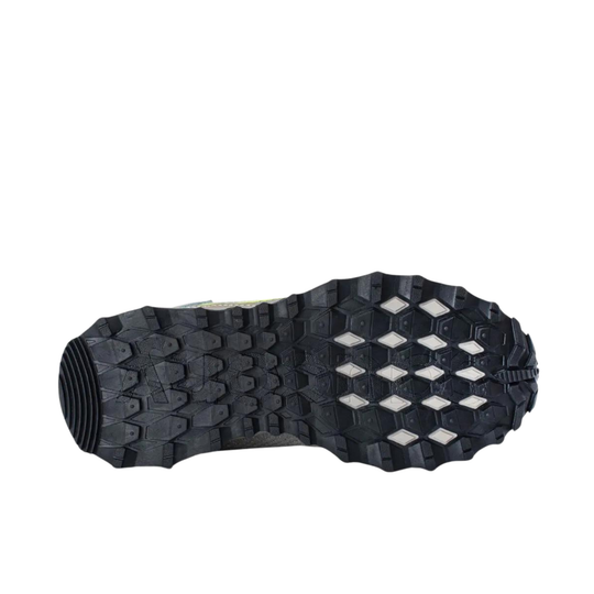 Black and gray athletic shoe sole on a white background