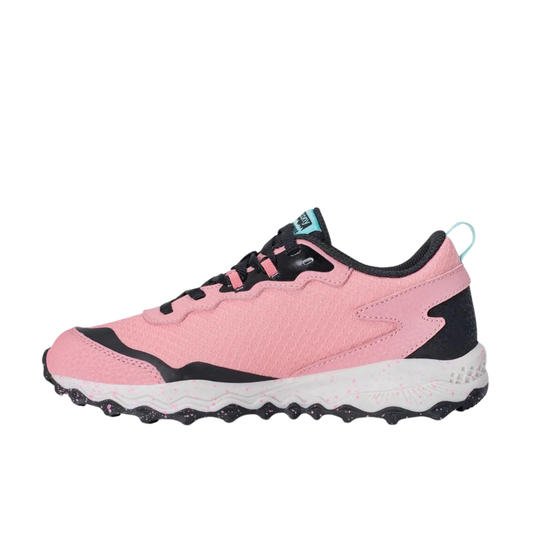 Pink and black sneaker on a white background