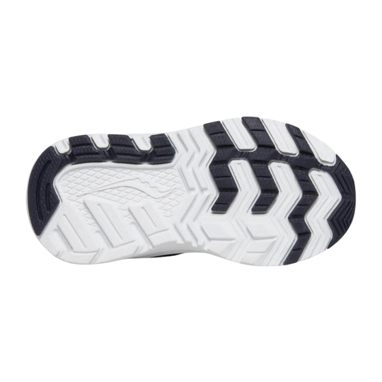 Close-up of a shoe sole with white and black pattern on a white background