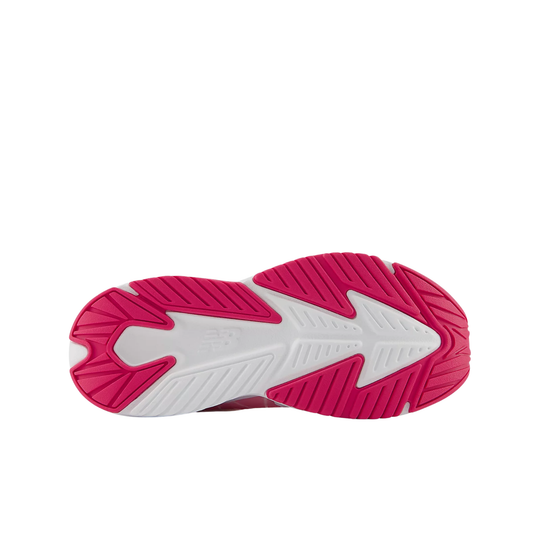Close-up of a pink and white shoe sole on a white background