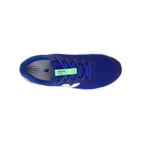 Blue running shoe with a visible brand logo on a white background