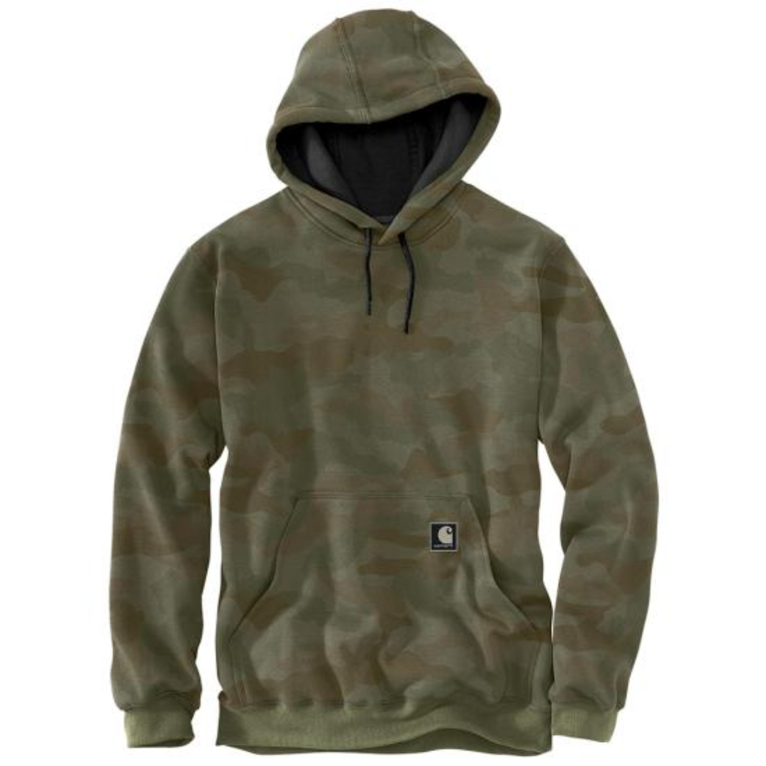 Carhartt green camo hoodie on white background