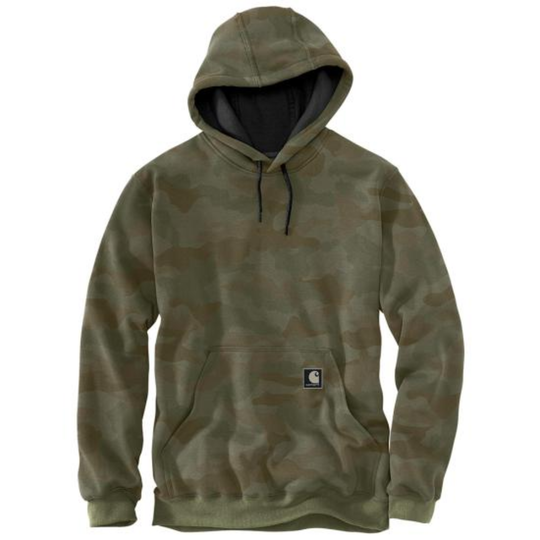 Carhartt green camo hoodie on white background
