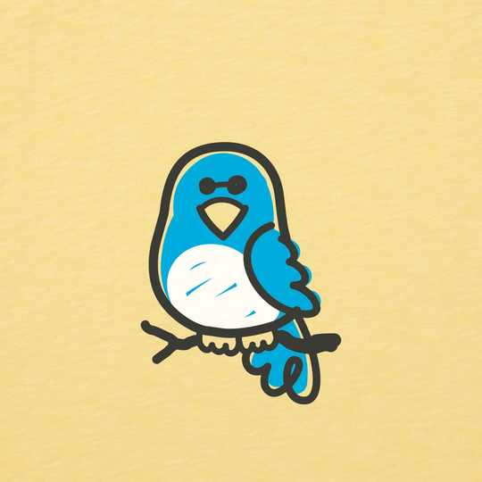 yellow background with blue bird