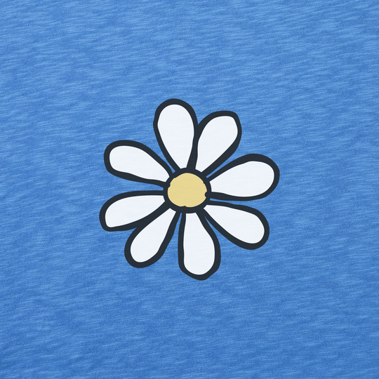 blue background with white flower