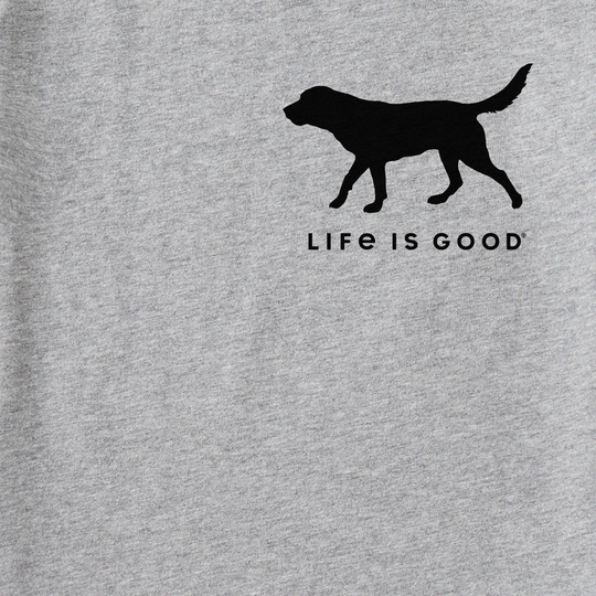 grey background with black dog and life is good logo