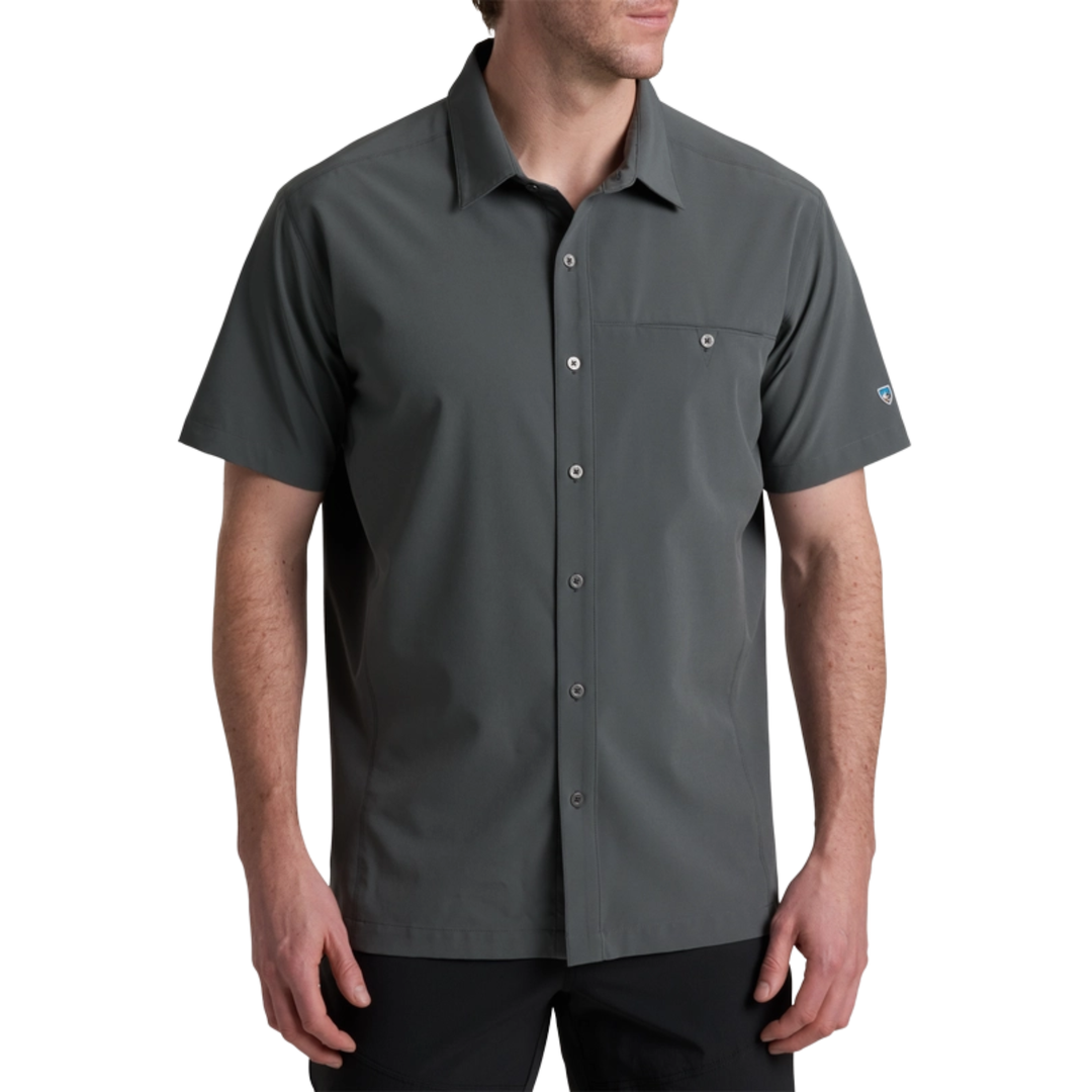 grey button up t shirt
