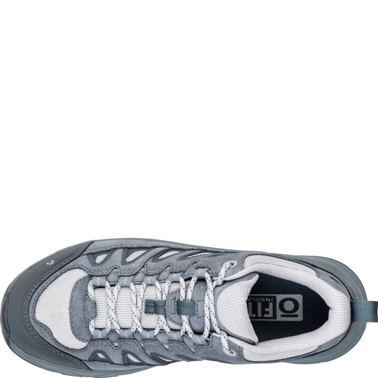 top view grey hiking boot