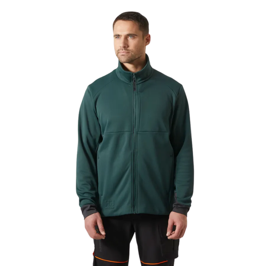 green zip up jacket