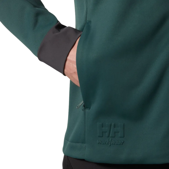 side hand pocket green jacket helly hansen logo
