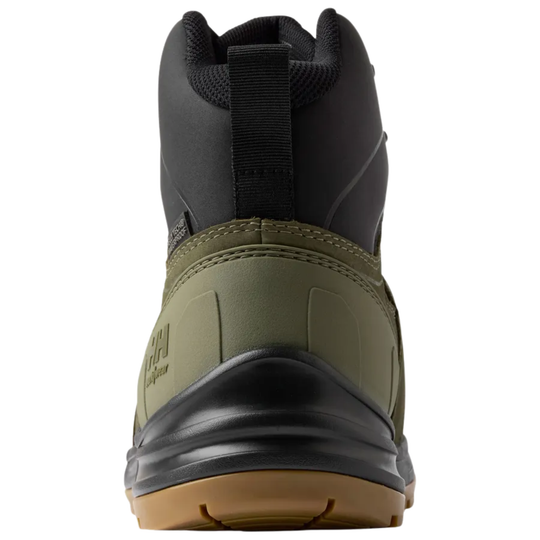 heel of green work boot