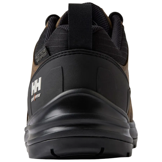 brown and black work shoe heel