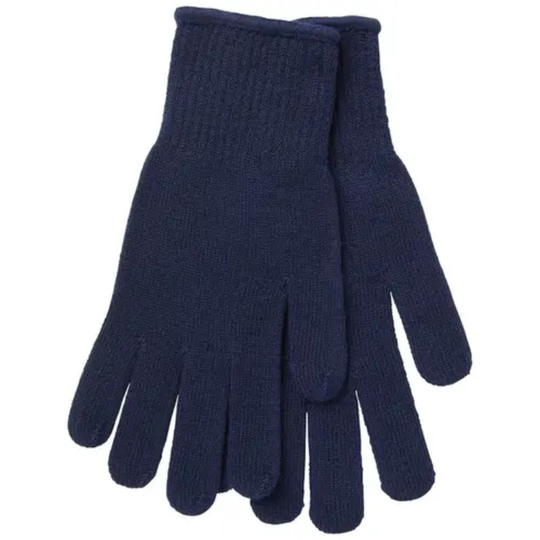 blue ribbed cuff glove liners