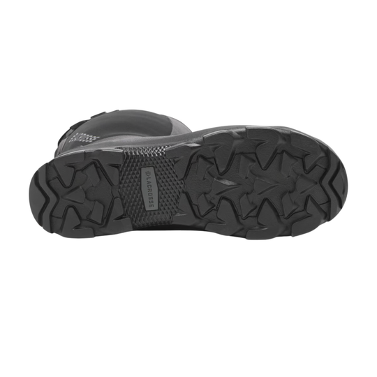 bottom of black boot with black sole
