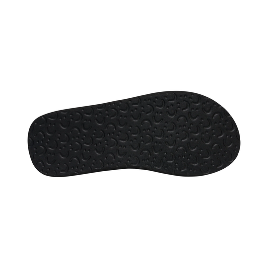 black flip flop bottom sole with smiley faces