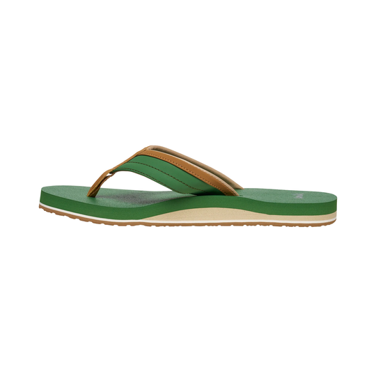 Green and brown sandal on a white background