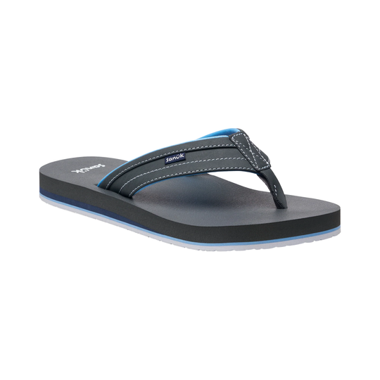 Black and blue sandal on a white background
