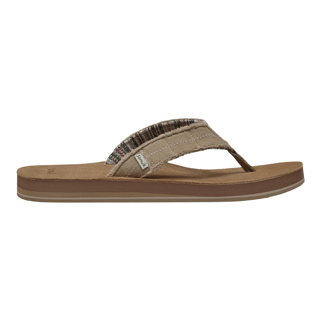 Brown sandal with a strap on a white background