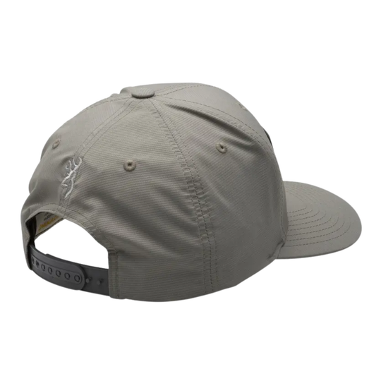 Gray cap with a brand logo on a white background