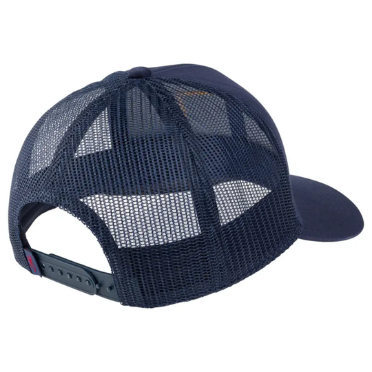 Navy blue mesh cap on a white background