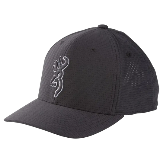 Charcoal cap with a logo on a white background