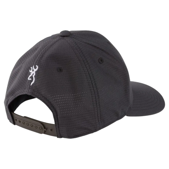 Charcoal cap with a logo on the side against a white background