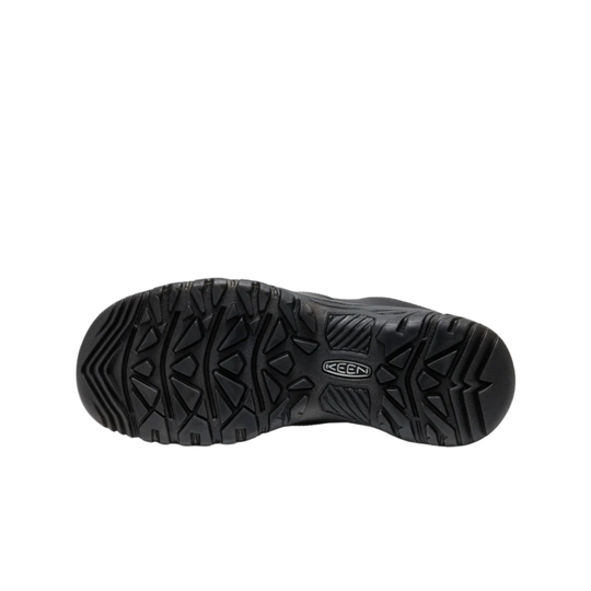 Black slip on keen shoe bottom of black sole