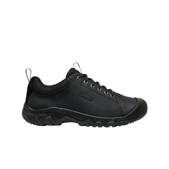 Black shoe with brand logo on a white background