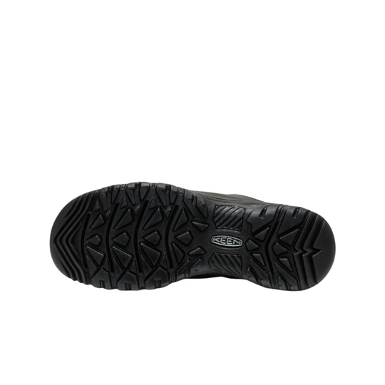 Black shoe sole with KEEN logo on a white background