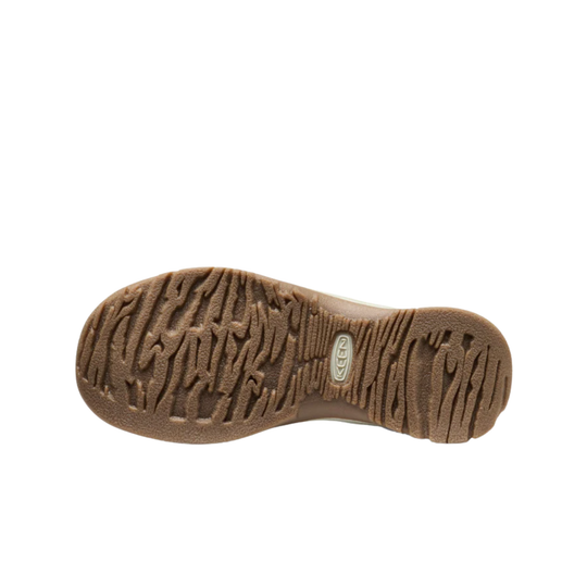Brown shoe sole with brand logo on a white background