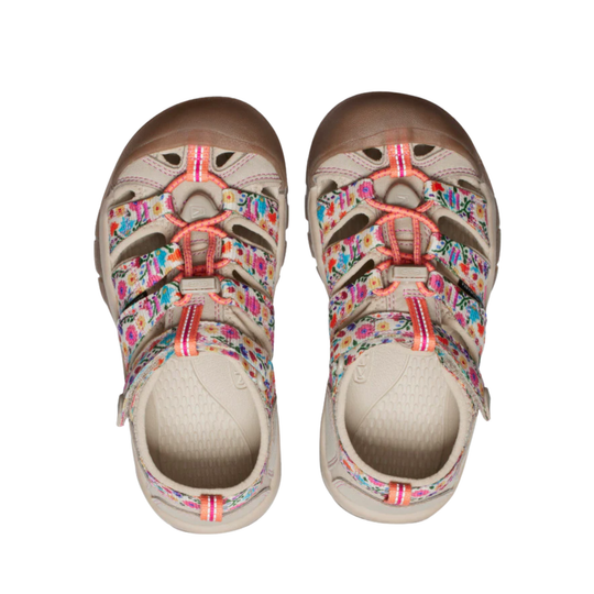 beige safari with flowers kids' keen sandals