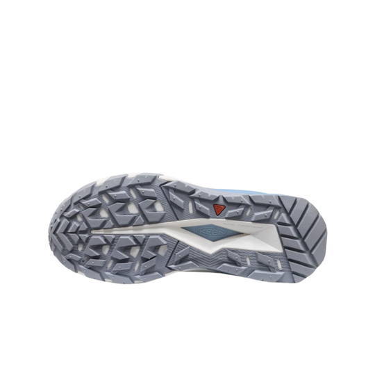 Close-up of a shoe sole with tread pattern on a white background