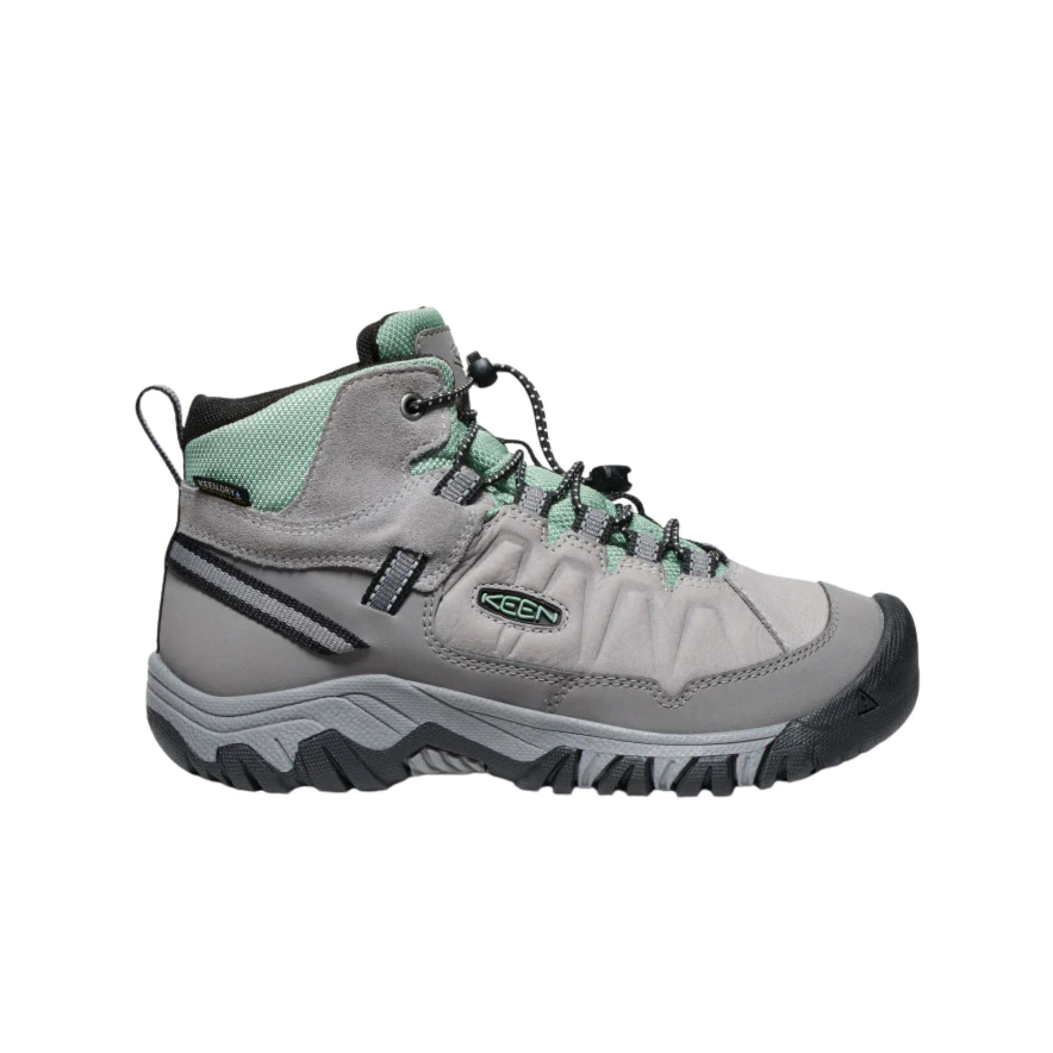 イニー KEEN Big Kids' Targhee IV Waterproof Hiking Boots - Alloy/Granite