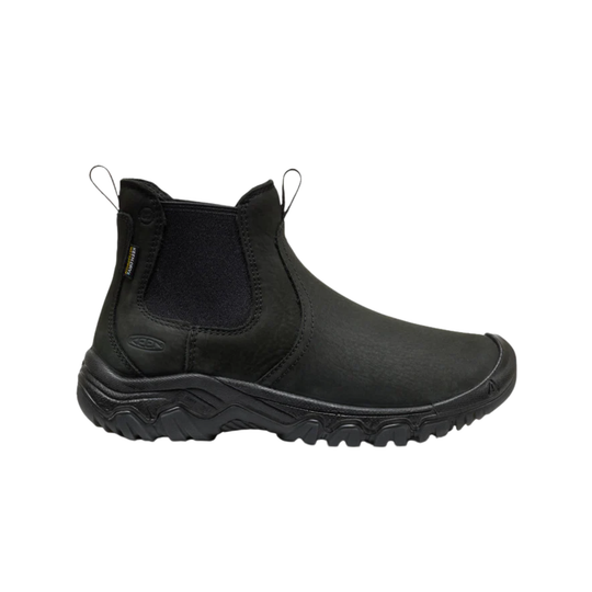 Black Chelsea boot on a white background