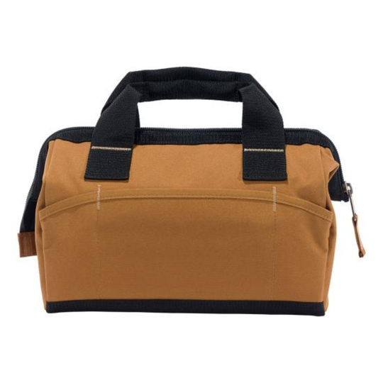 back of brown tool bag