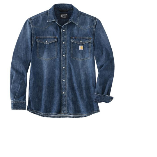 Blue denim shirt on a white background