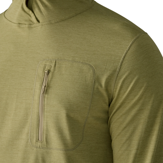 green hooded apparel with chest zipper