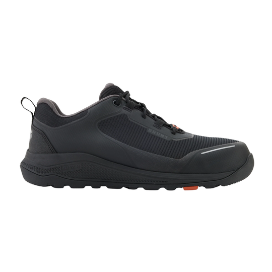 Black athletic shoe on a white background
